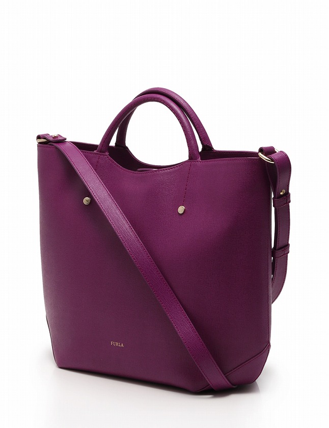 フルラ FURLA ハンドバッグ ショルダーバッグ 紫 パープル レザー 保存 
