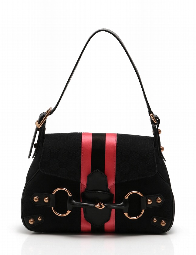グッチ GUCCI ショルダーバッグ ウェビング ホースビット 黒 ブラック 