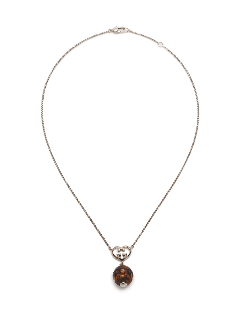 グッチ GUCCI ネックレス ペンダント シルバー 茶色 アクセサリー 