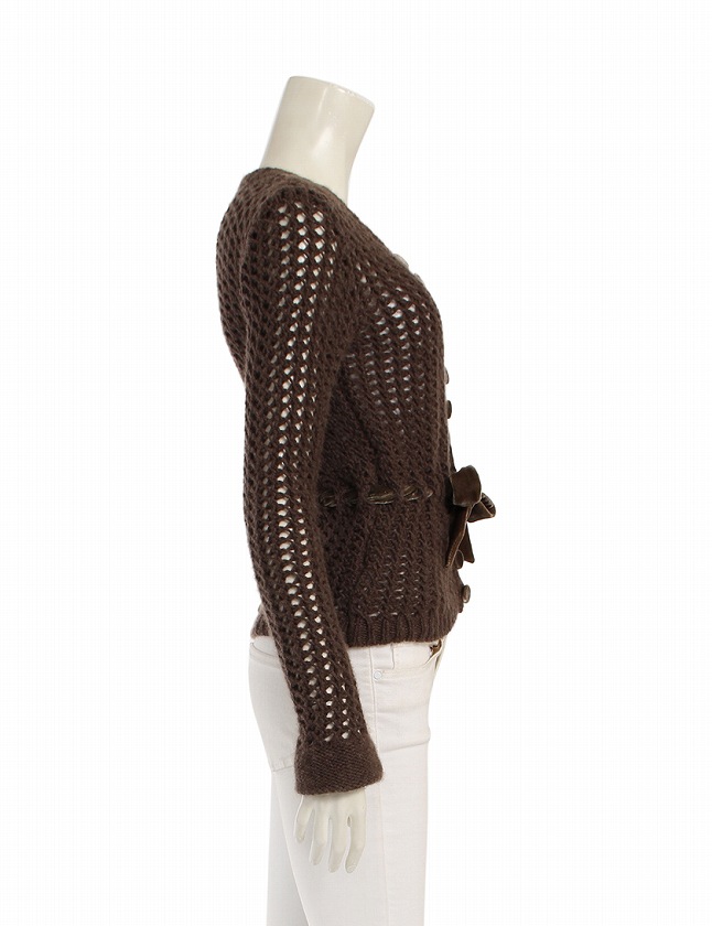 ルイヴィトン LOUIS VUITTON カーディガン ニット ベロア 茶色 