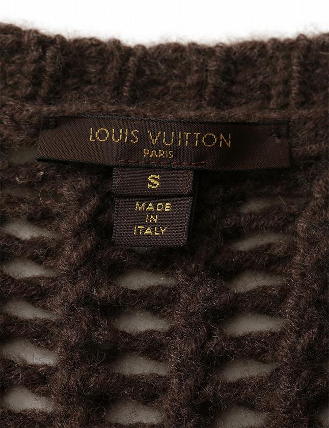 ルイヴィトン LOUIS VUITTON カーディガン ニット ベロア 茶色 