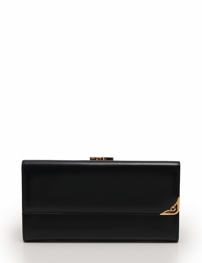 カルティエ Cartier 三つ折り 長財布 ガマ口 サファイアライン ダーク 