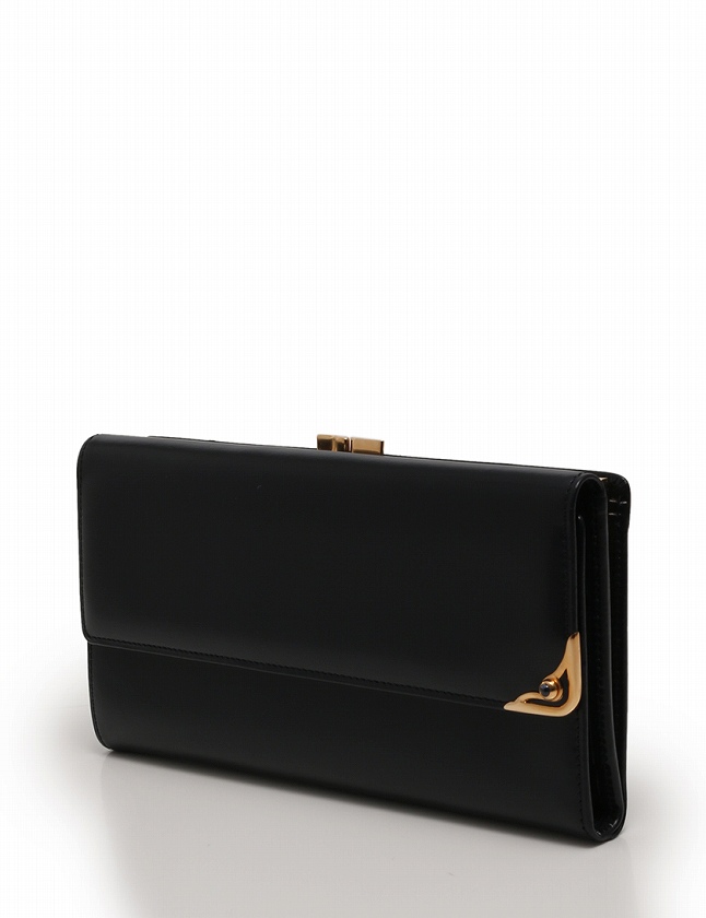 カルティエ Cartier 三つ折り 長財布 ガマ口 サファイアライン ダーク 