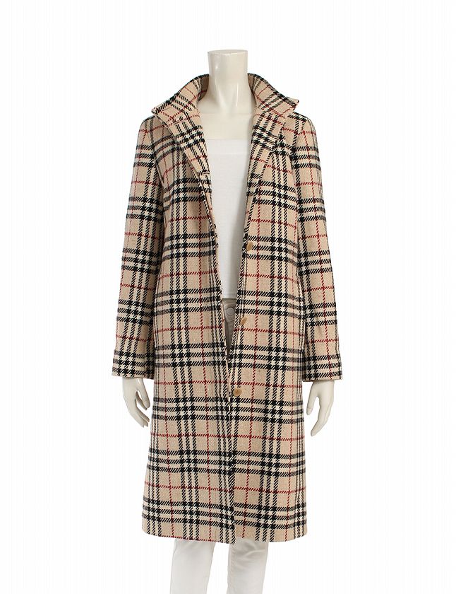 バーバリー BURBERRY ロングコート ベージュ 黒 赤 M アウター 