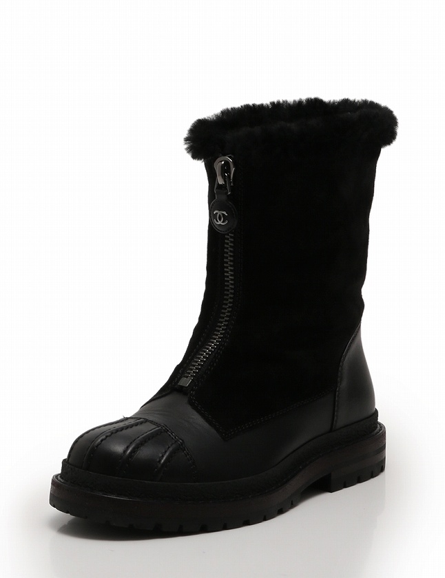 シャネル CHANEL ショートブーツ 15B 黒 ブラック 22cm シューズ 35 