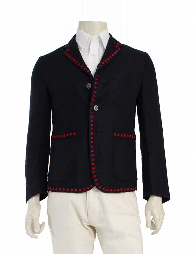 グッチ GUCCI テーラードジャケット ブレザー ネイビー 紺 赤 S 
