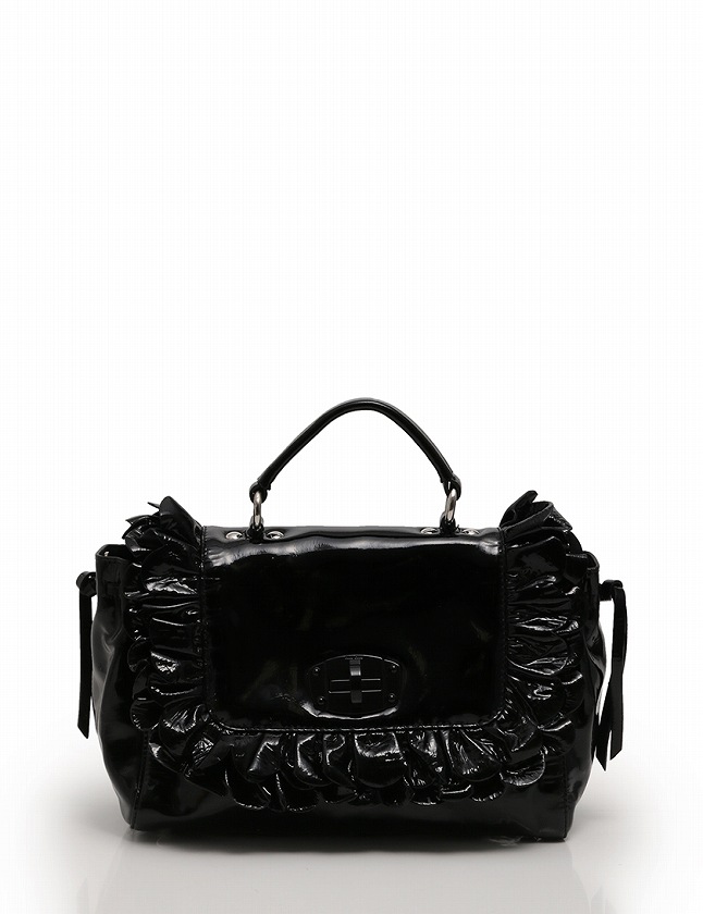 ミュウミュウ miumiu ハンドバッグ ショルダーバッグ フリル 黒 
