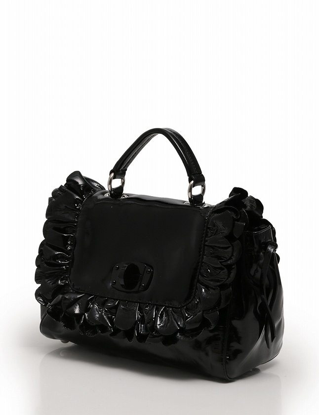 ミュウミュウ miumiu ハンドバッグ ショルダーバッグ フリル 黒 