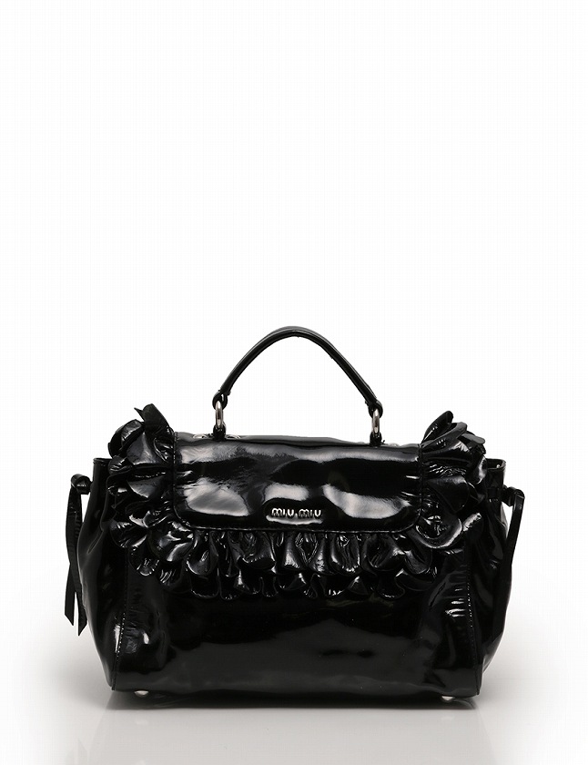 ミュウミュウ miumiu ハンドバッグ ショルダーバッグ フリル 黒