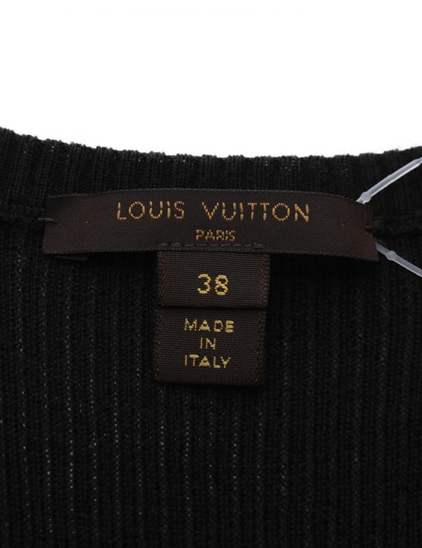 ルイヴィトン LOUIS VUITTON ワンピース ニット 黒 ブラック 白 S 長袖 