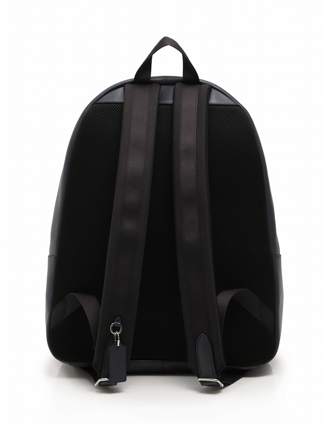 美品 COACH コーチ チャールズ リュック F54135 黒×青 レザー 送料無料 美品 COACH コーチ メンズ リュック チャールズ