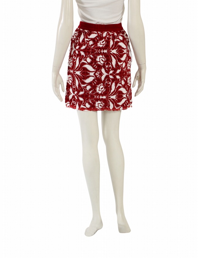 シャネル CHANEL スカート ベロア 赤 レッド 白 XXS ボトムス ミニ丈  