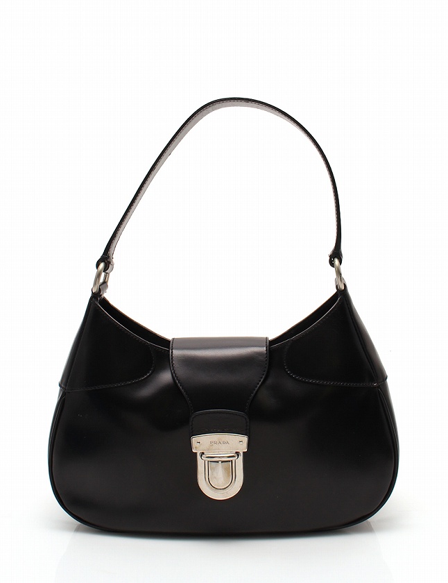 PRADA ブラック レザー ショルダーバッグ 保存袋付き PRADA ショルダー