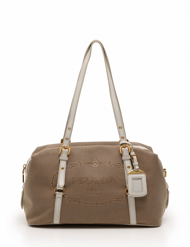 プラダ PRADA ショルダーバッグ ミニボストン ベージュ 白