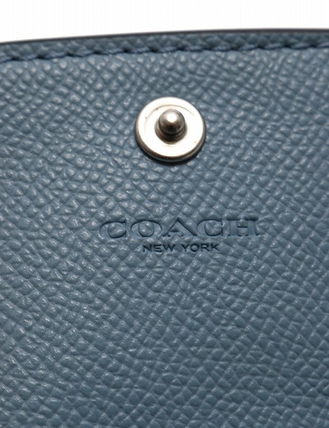 COACH コーチ/ F54843 レザー 二つ折り財布 コーチ COACH 財布 二つ折り 水色 ライトブルー 小物 レザー