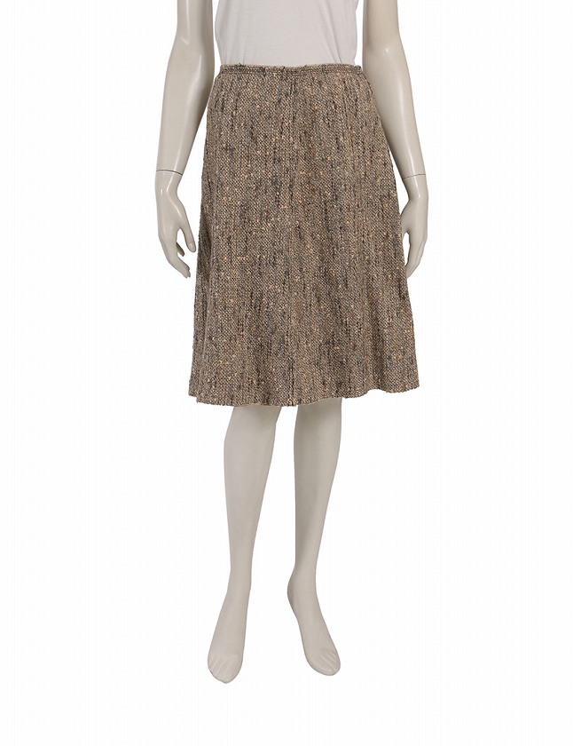 プラダ PRADA スカート ツイード ベージュ グレー M ボトムス ひざ丈 