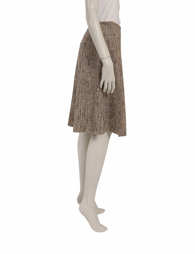 プラダ PRADA スカート ツイード ベージュ グレー M ボトムス ひざ丈  