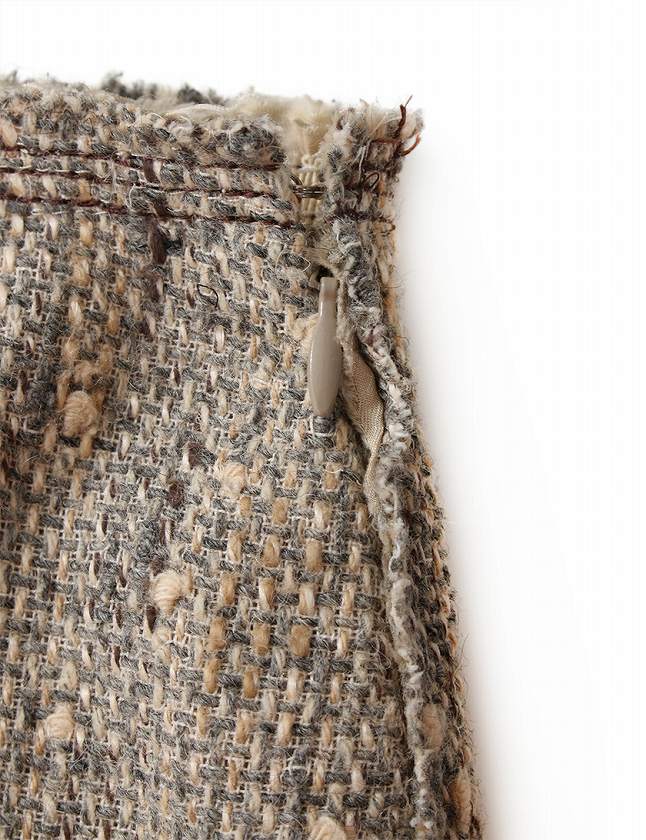 プラダ PRADA スカート ツイード ベージュ グレー M ボトムス ひざ丈  