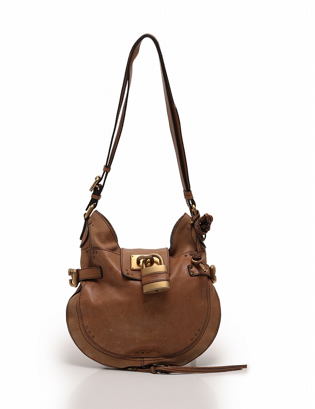 クロエ CHLOE ショルダーバッグ 茶色 ブラウン レザー カデナ 鍵付き 