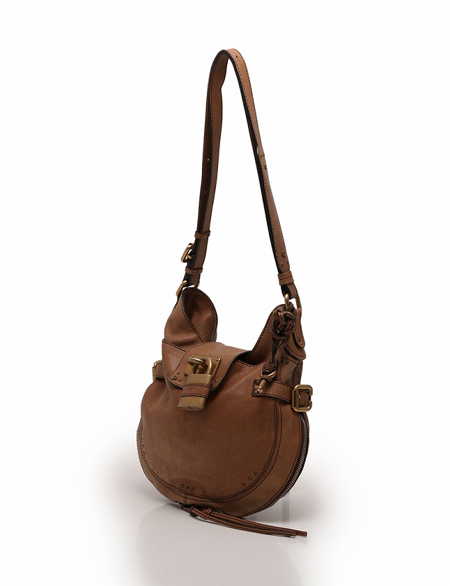 CHLOE ブラウンレザー ショルダーバッグ 鍵付き CHLOE ブラウンレザー