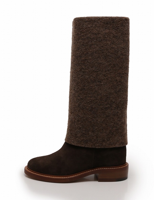 CHANEL ダークブラウン ロングブーツ 34,5 シャネル CHANEL ロングブーツ 茶色 ブラウン 14B 25cm シューズ 38C