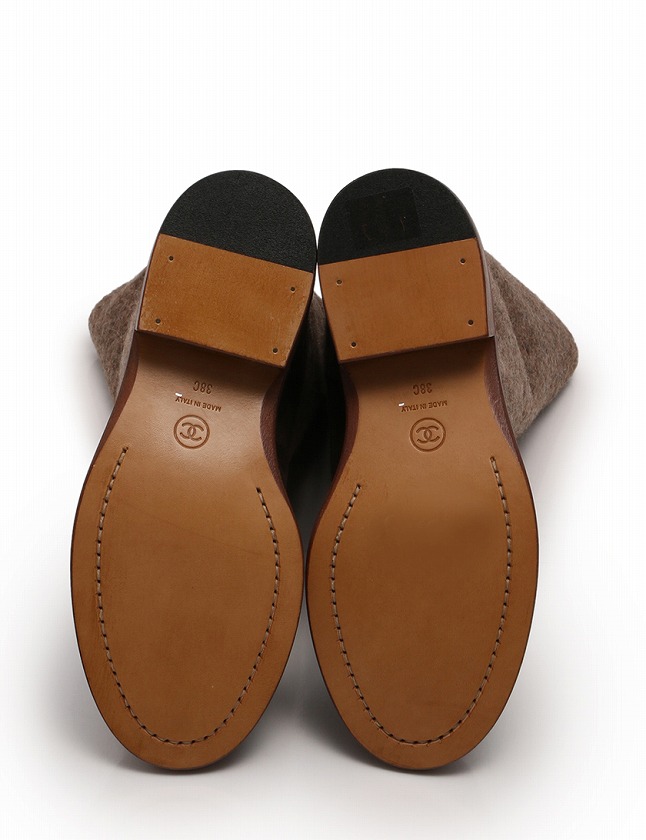 シャネル CHANEL ロングブーツ 茶色 ブラウン 14B 25cm シューズ 38C