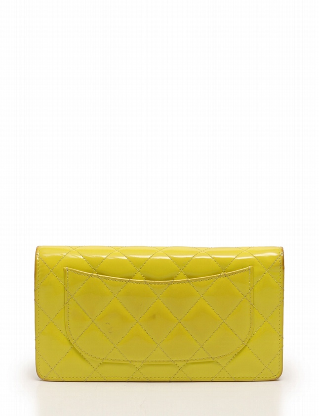 シャネル CHANEL 長財布 二つ折り マトラッセ ココマーク 黄色 