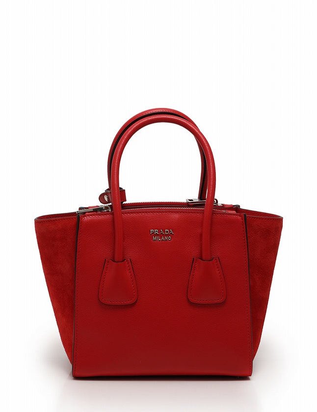 プラダ PRADA ハンドバッグ ショルダーバッグ 赤 レッド スエード 