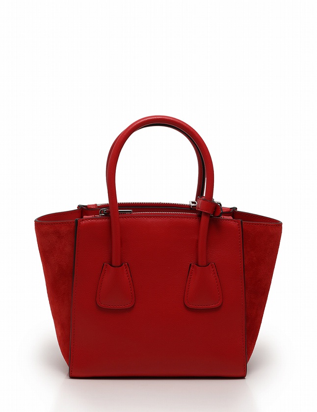 プラダ PRADA ハンドバッグ ショルダーバッグ 赤 レッド スエード 
