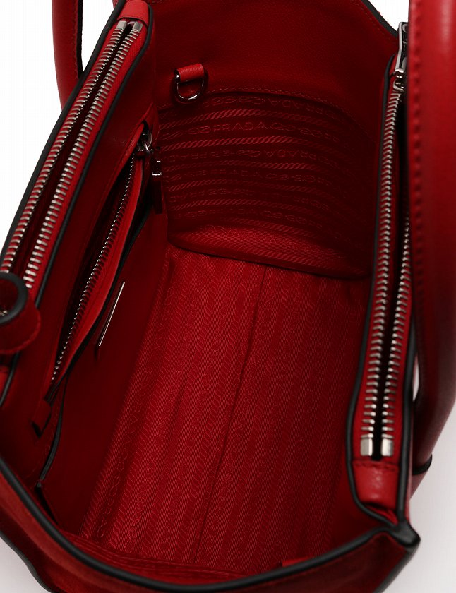 プラダ PRADA ハンドバッグ ショルダーバッグ 赤 レッド スエード 