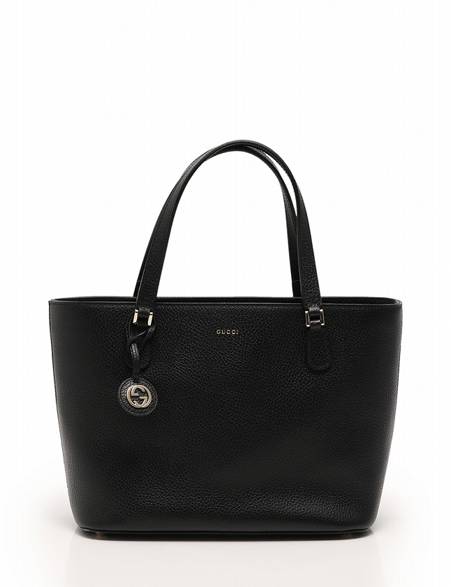 グッチ GUCCI トートバッグ インターロッキング 黒 ブラック レザー