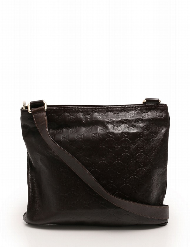 グッチ GUCCI ショルダーバッグ グッチシマ ダークブラウン レザー