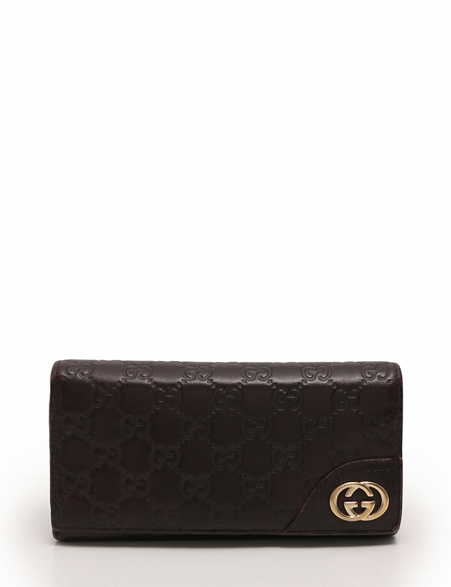 グッチ GUCCI 長財布 グッチシマ 二つ折り インターロッキングG ダーク 