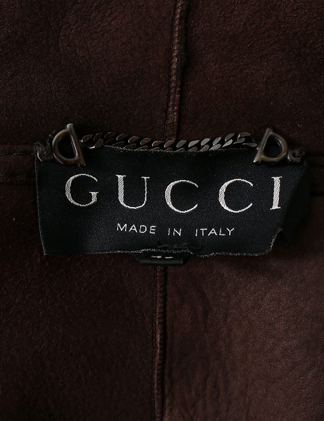 グッチ GUCCI ムートンコート ロングコート バンブー ダークブラウン 