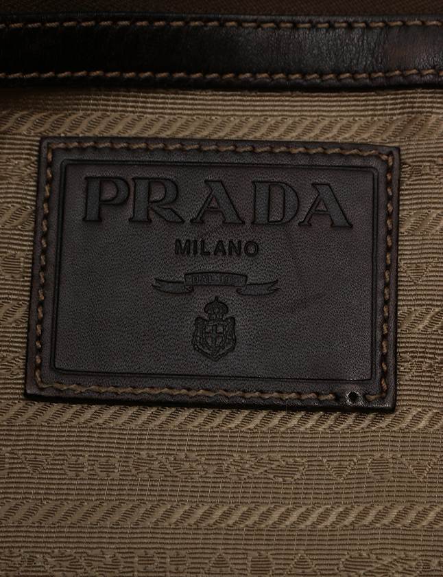 H2606 未使用 プラダ ロゴジャガード キャンバス レザー ポーチ 中古・古着通販】PRADA (プラダ) ジャガードロゴ キャンバス