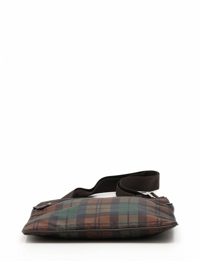 プラダ PRADA ショルダーバッグ 茶色 カーキ ベージュ チェック柄 