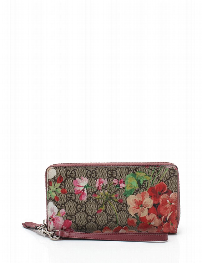 グッチ GUCCI 長財布 GGブルームス ラウンドファスナー スマートフォン 