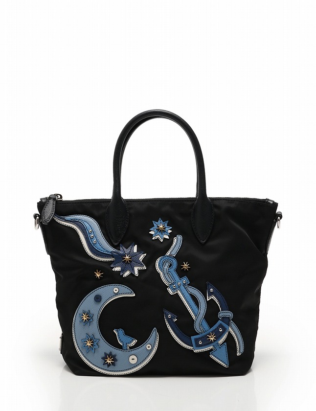 プラダ PRADA ハンドバッグ ショルダーバッグ 黒 ブラック 青 ナイロン 