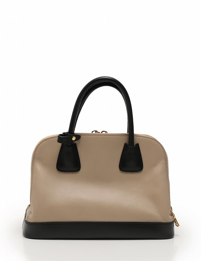 プラダ PRADA ハンドバッグ ショルダーバッグ ベージュ 黒 レザー
