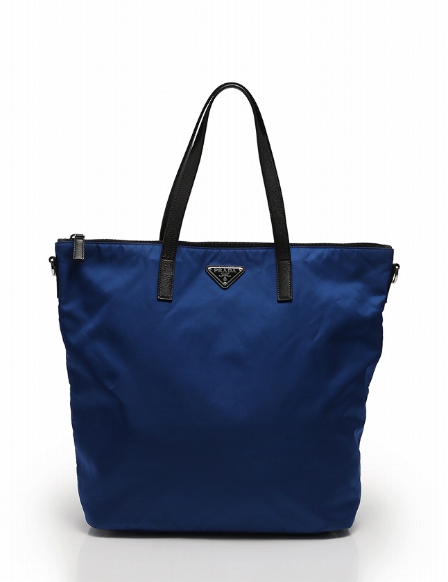 プラダ PRADA トートバッグ ショルダーバッグ 青 ブルー 黒 ナイロン 