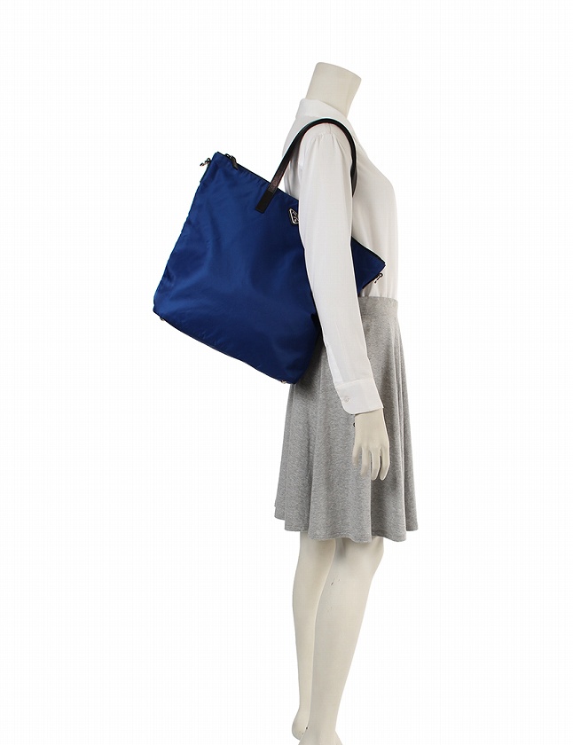正規品 プラダ PRADA トートバッグ ショルダー付き ブルー プラダ PRADA トートバッグ ショルダーバッグ 青 ブルー 黒