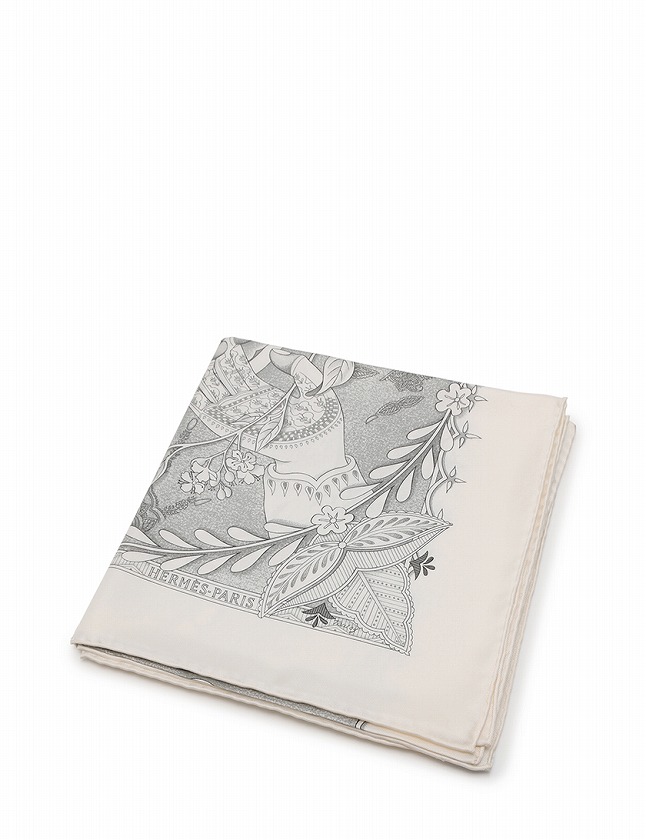 エルメス スカーフ カレ90 アイボリー グレージュ HERMES エルメス  