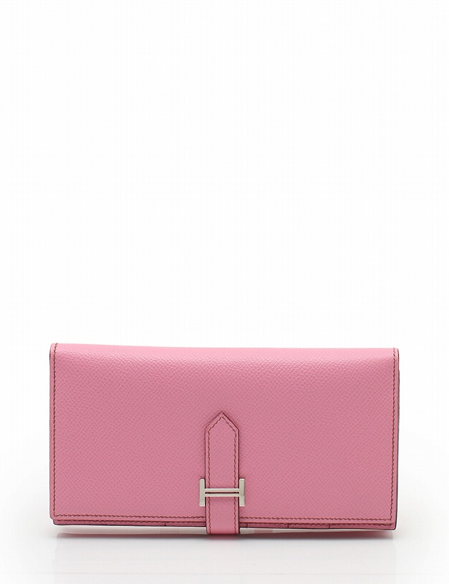 エルメス HERMES 長財布 二つ折り ベアン スフレ ピンク シルバー □M