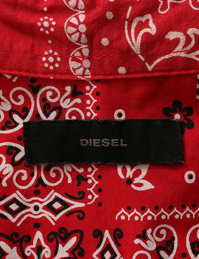 ディーゼル Diesel シャツ ブラウス 赤 レッド 白 トップス 長袖 ペイズリー柄 Xs コットン100 綿 パッチワーク バンダナ レディース 114 ベクトルパーク