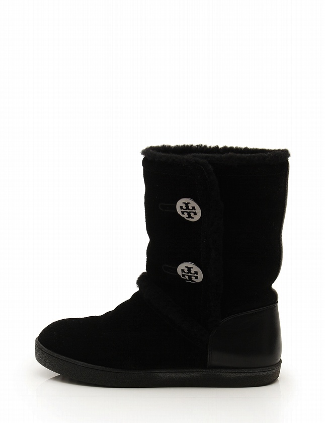 トリーバーチ Tory Burch ショートブーツ ムートンブーツ ジンジャー シアリング 黒 ブラック 24cm シューズ 7 レディース 114 201802120797 ベクトルパーク