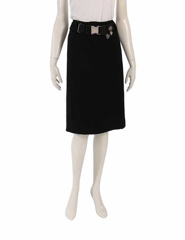 プラダスポーツ PRADA SPORT スカート 黒 ブラック S ボトムス ひざ丈  