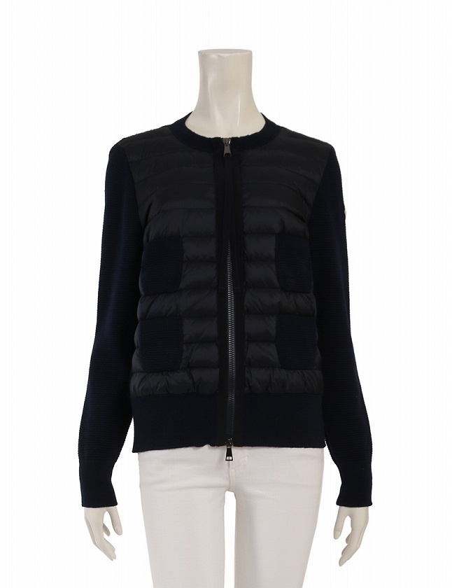 モンクレール MONCLER ダウンカーディガン ニット ネイビー 紺 