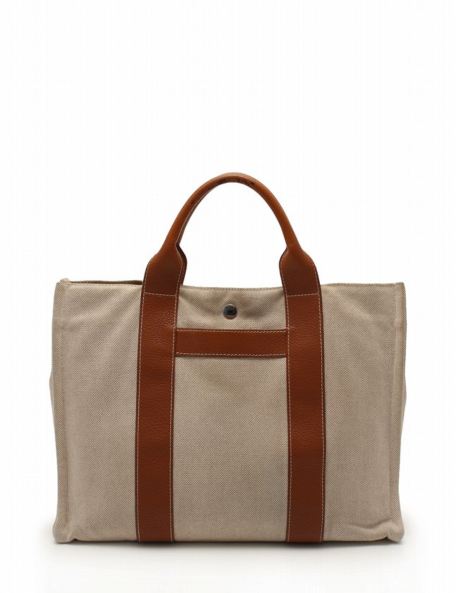 HERMES エルメス サックアーネMM キャンバス レザートートバッグ 