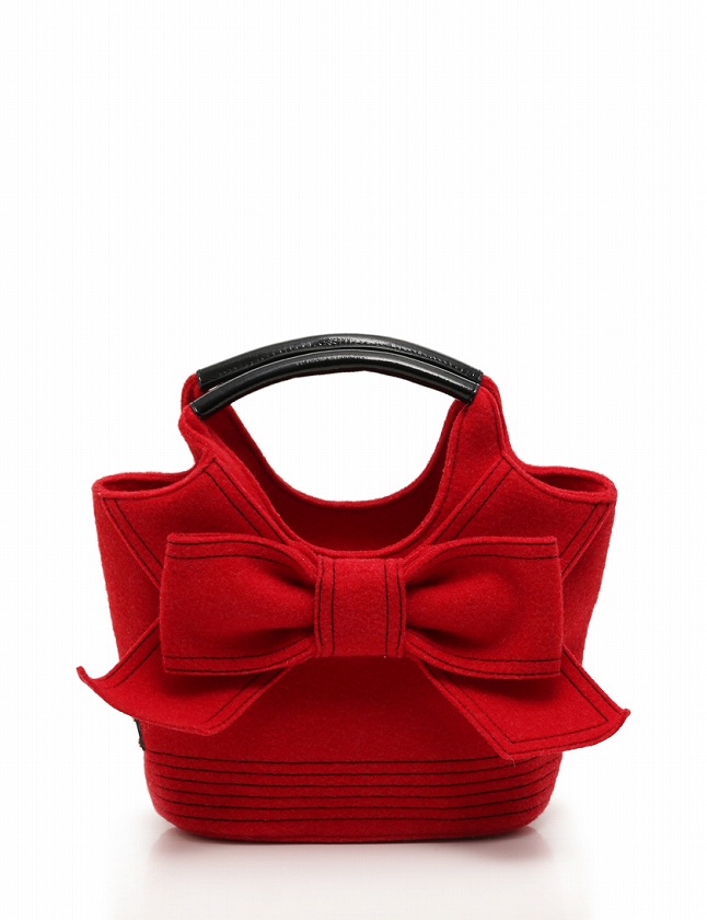 ケイトスペード Kate Spade トートバッグ ハンドバッグ 赤 レッド 黒 フェルト エナメル Walker Park Tate リボン Pxru2874 保存袋付き レディース 114 ベクトルパーク