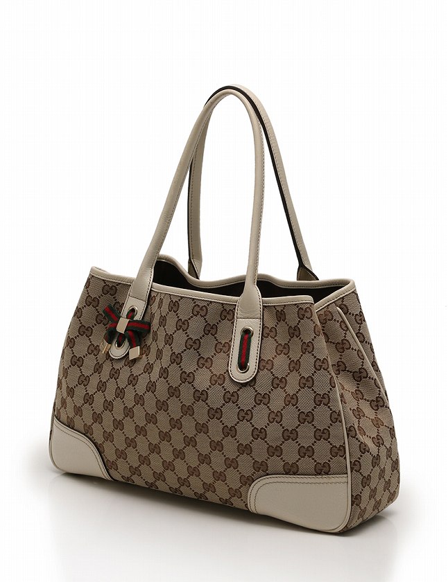 グッチ GUCCI トートバッグ ベージュ 白 GGキャンバス レザー